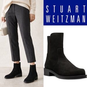 Stuart Weitzman 5050 Bold Zip booties in black suede women size 7